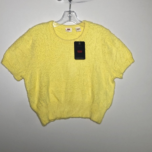NWT Levi's Womens Yellow Fuzzy Sweater - Picture 3 of 7